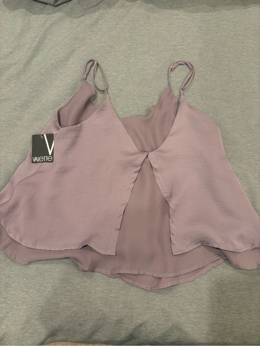 Valette Lilac Double-Layer V-Neck Spaghetti Strap Cami